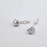 Handmade 6mm Silver Spiral Crystal Stud Earrings