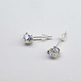 Handmade 6mm Silver Spiral Crystal Stud Earrings