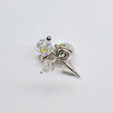 Handmade 6mm Silver Spiral Crystal Stud Earrings