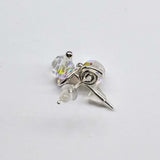 Handmade 6mm Silver Spiral Crystal Stud Earrings