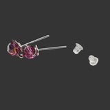 Handmade 6mm Silver Spiral Crystal Stud Earrings