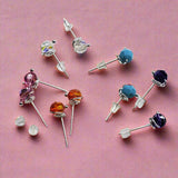 Handmade 6mm Silver Spiral Crystal Stud Earrings