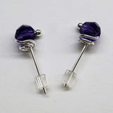 Handmade 6mm Silver Spiral Crystal Stud Earrings