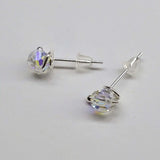 Handmade 6mm Silver Spiral Crystal Stud Earrings