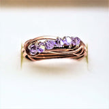 Handmade Wire Wrapped Copper Crystal Birthstone Bling Ring