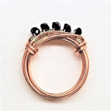 Handmade Wire Wrapped Copper Crystal Birthstone Bling Ring