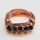 Handmade Wire Wrapped Copper Crystal Birthstone Bling Ring