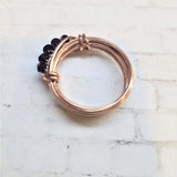 Handmade Wire Wrapped Copper Crystal Birthstone Bling Ring