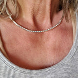 Heavy Gauge 925 Silver Wire Wrapped Swarovski Crystal Choker Necklace