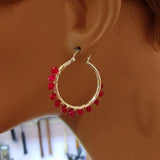 Hot Pink Chalcedony Silver Hoop Earrings by Alexa Martha Designs