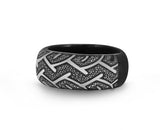 American Muscle Black Rhodium Plated Sterling Silver Tire Tread Black Diamond Band Ring by LuvMyJewelry