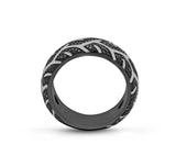 American Muscle Black Rhodium Plated Sterling Silver Tire Tread Black Diamond Band Ring by LuvMyJewelry