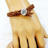 Large Mens Tree of Life Earth Color Macrame Leather Bracelet