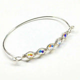 Larger Oval Shaped Swarovski Crystal Bar Bangle Bracelet