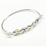 Larger Oval Shaped Swarovski Crystal Bar Bangle Bracelet