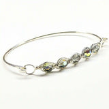 Larger Oval Shaped Swarovski Crystal Bar Bangle Bracelet