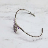 Lavender Crystal Cancer Ribbon Awareness Bangle