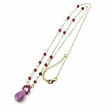 Lilac Jade Drop Gemstone Wire Wrapped Gold Filled Necklace