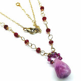 Lilac Jade Drop Gemstone Wire Wrapped Gold Filled Necklace