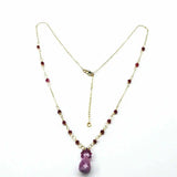 Lilac Jade Drop Gemstone Wire Wrapped Gold Filled Necklace
