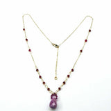 Lilac Jade Drop Gemstone Wire Wrapped Gold Filled Necklace