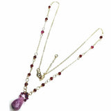 Lilac Jade Drop Gemstone Wire Wrapped Gold Filled Necklace