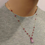Lilac Jade Drop Gemstone Wire Wrapped Gold Filled Necklace