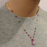 Lilac Jade Drop Gemstone Wire Wrapped Gold Filled Necklace