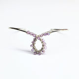 Silver Wire Wrapped Crystal Cancer Ribbon Cuff Bangle by Alexa Martha by Alexa Martha Designs