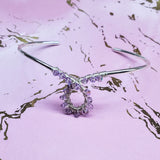 Silver Wire Wrapped Crystal Cancer Ribbon Cuff Bangle by Alexa Martha by Alexa Martha Designs