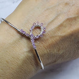 Silver Wire Wrapped Crystal Cancer Ribbon Cuff Bangle by Alexa Martha by Alexa Martha Designs
