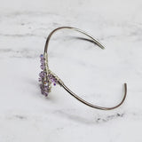 Silver Wire Wrapped Crystal Cancer Ribbon Cuff Bangle by Alexa Martha by Alexa Martha Designs
