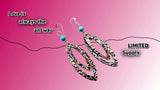 Copper Embossed Pointed Oval Turquoise Bead Earrings