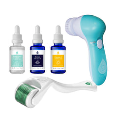 Advanced Facial Cleansing Brush, Anti-Aging Serum Set, and Micro Needle Derma Roller Bundle by Pursonic