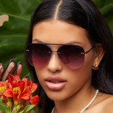 Smaller Megan 2 - Ruby Metal Aviator Sunglasses by TopFoxx