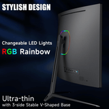 Norcent 27-Inch FHD VA Gaming Curved Monitor with Rainbow Lights