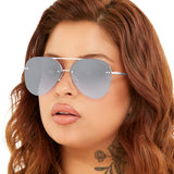 Smaller Megan 2 - Silver Metal Aviator Sunglasses by TopFoxx