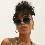 Smaller Megan 2 - Dark Green Metal Aviator Sunglasses by TopFoxx