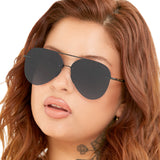 Smaller Megan 2 Jet Black- Tangle Free Aviator Sunglasses by TopFoxx