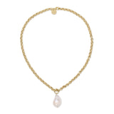 Micro Royal Chain With Xl Baroque Pearl Pendant Necklace by eklexic
