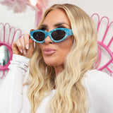 Kat x Money Moves - Blue Cateye Sunglasses by TopFoxx