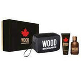 Dsquared 2 Wood 3 Pcs.Gift Set : 3.4Oz.Edt Spray + 3.4Oz.S.G.+ Pouch For Men