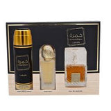 Khamrah M By Lattafa 3 Pcs. Gift Set: 3.4 Edp Spray 6.8 Oz Deo Spray + Hair Mist For Men And Women