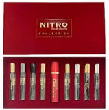 DUMONT NITRO COLLECTION 8PC SET (8X10ML)(BLACK,GREEN,INTENSE,PLATINUM,RED,WHITE,BLUE)VIAL CASE.