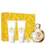 Versace Eros Pour Femme 4 Pcs Set: 3.4Oz Edp Sp 3.4Oz Body Lotion 3.4Oz Gel 5Ml Edp W