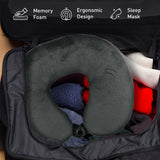 Pursonic Travel Comfort & Relief Bundle – Memory Foam Travel Pillow with Sleep Mask + Portable Neck & Shoulder Adjustable Massaging Wrap