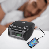 Naxa Dual Alarm Clock Radio with CD Player and USB Charge Port