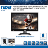 Naxa Portable 14.1" 12 Volt ACDC Television and Digital Multimedia Player with Built-in Rechargeable Lithium Battery & DC Car Cord