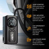 2-in-1 Car Jump Starter & Tire Inflator, 400A Peak Battery Booster for 12V Vehicles, 150 PSI Air Compressor with Digital Display, Portable Power Bank, LED Emergency Light