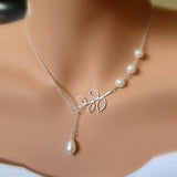 Pearls Of Joy Lariat Necklace In White Gold And Yellow Gold Plating by VistaShops